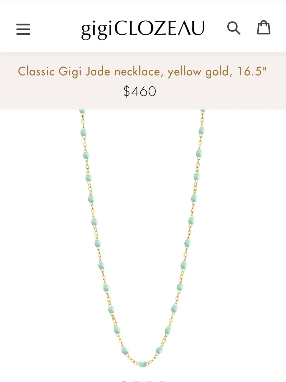 Gigi Clozeau Mint Jade Bead Necklace in Yellow Gold